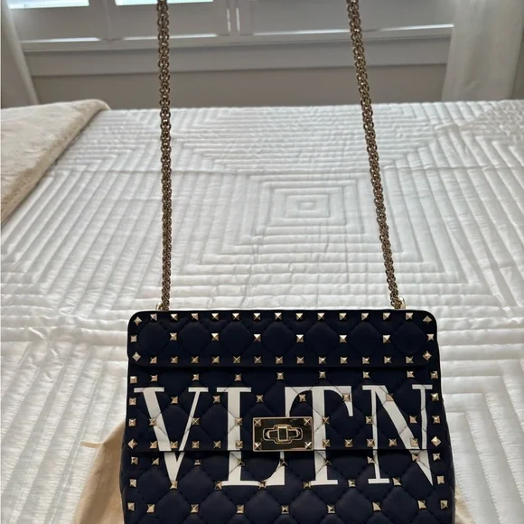 Valentino Black Quilted Rockstud Crossbody Bag - Picture 3 of 13